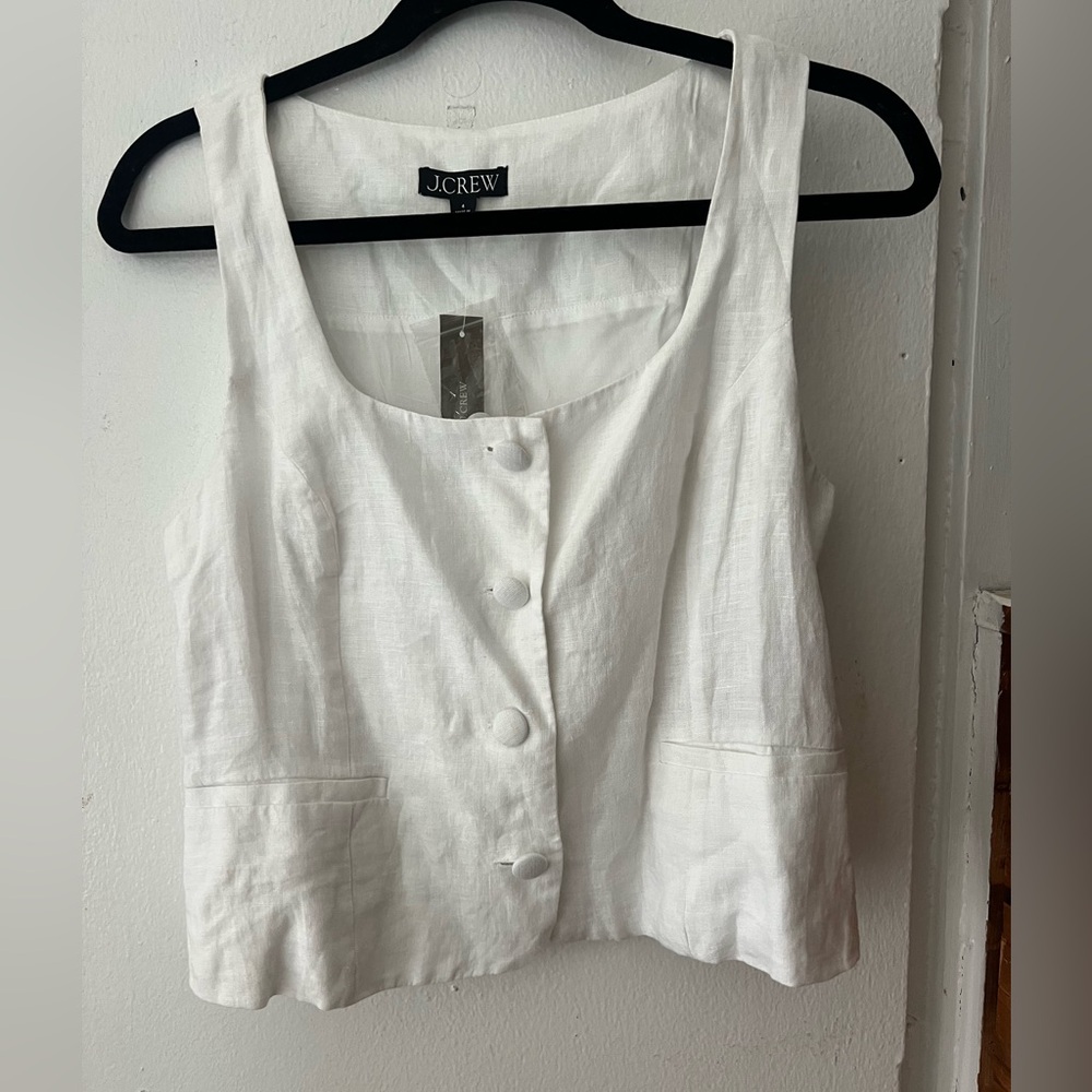 Squareneck Linen-Blend Vest 
Size 4